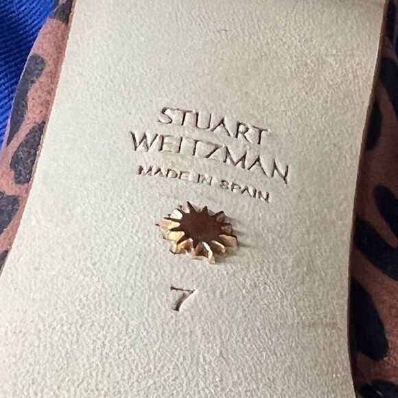 Stuart Weitzman Galene sandals suede leopard block heel size 7M gorpcore - Picture 9 of 13